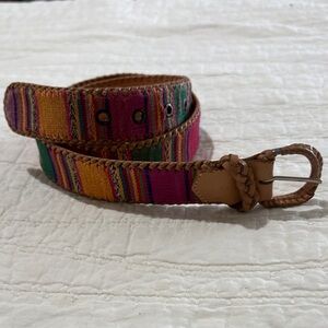 Omega Colorful Striped Belt with Braided Buckle
